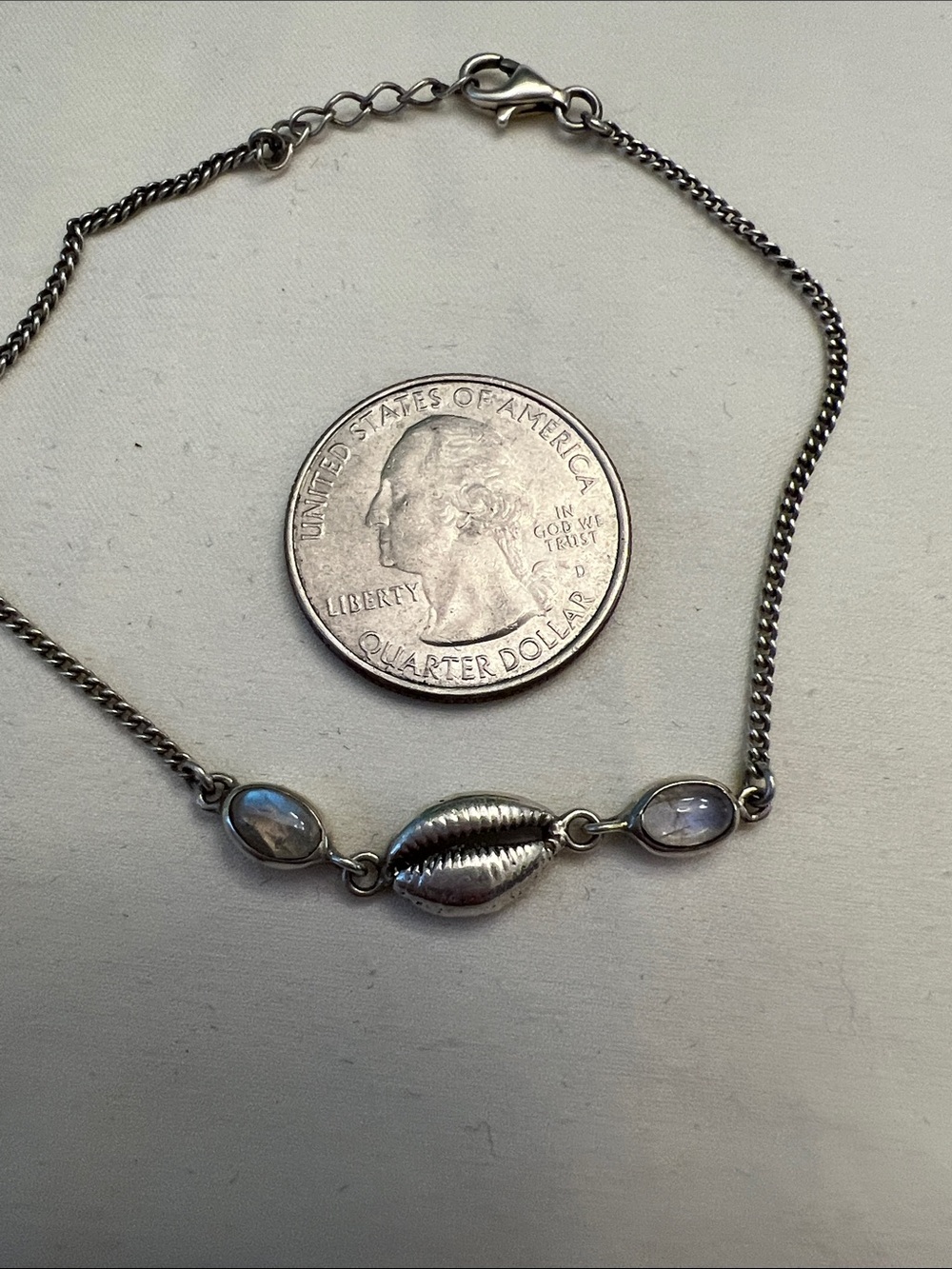 Sterling Silver Shell & Moonstone Bracelet